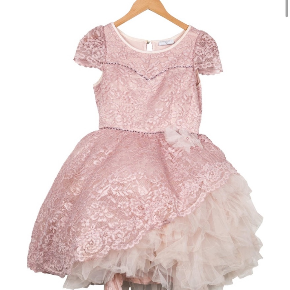 MonnaLisa Pink Lace Kids Dress